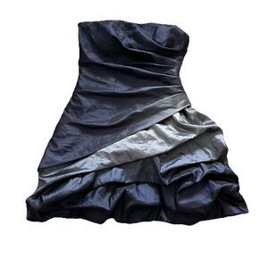 VTG Dress 00s Y2K Jump Apparel Navy Ruched Bubble Stain Formal 13/14 Party Gown